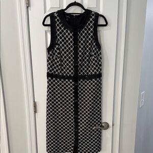 Talbots Black and White Patterned knit Midi Dress